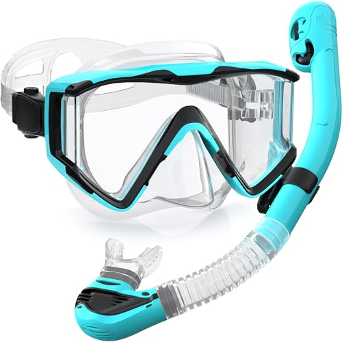Zeligerstar Kit de plongée avec tuba pour adulte, masque de plongée et tuba améliorés, ensemble de masque de snorkeling professionnel pour adulte (transparent)