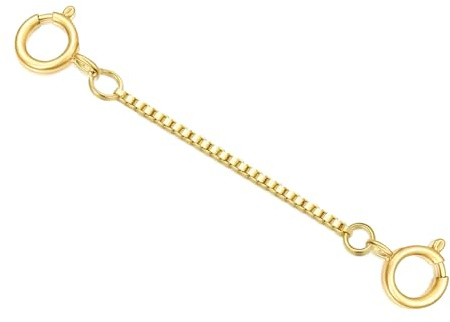 14K Yellow Gold 1/2/3/4/5 Necklace Extender Chain 14K Gold with Double Spring Clasp, Real 14K Gold Necklace Extender Bracelet Anklet Extension Chain, Bracelet Extender 14K Gold (Style 6, 2inch)
