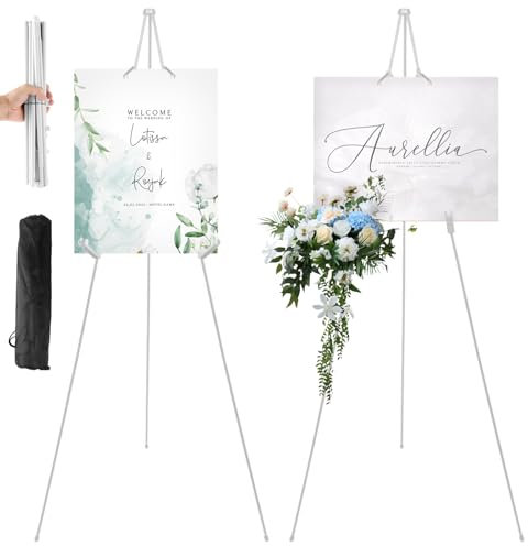 VIDETOL 2 Stück Staffelei Ständer, 160 cm Faltbare Staffelei, Portable Künstler Staffelei Stand, Staffeleien Weiß für Malen, Display Malerei Leinwand