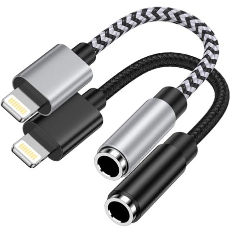 Headphone Adapter for iPhone, 2Pack Lightning to 3.5mm Headphone Jack Adapter [MFi Certified], Dongle Audio Aux Adapter Earphone Converter Compatible with iPhone 14 Pro Max/14/13/12/11/SE/X/XS/XR/8
