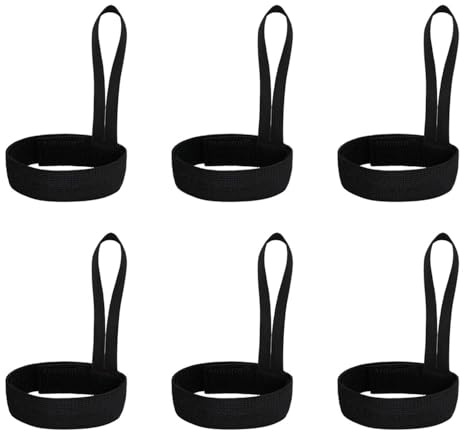 SLEEKEE 6-pack elastiska band för skidhandskar, halkfria och anti-läckande handskband, justerbara skidhandskar remmar, handskar tillbehör, Svart, M