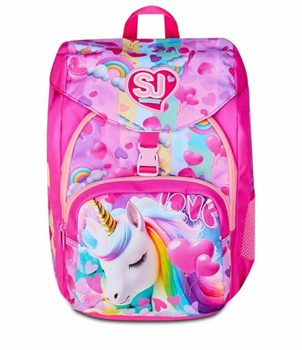 SJ GANG STYLE JAM GANG Ryggsäck Väska Skolväska för grundskola, fuchsia, ryggsäck med enkelfack med dubbel framficka, 20 L, grundskoleryggsäck, flickryggsäck, Fuchsia, Taglia unica