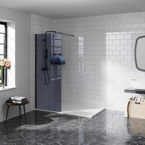Aquariss 900x1950mm Walk in Shower Enclosure Wetroom Dark Grey