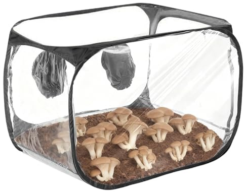 Boîte à air d'allaitement pour champignons avec 2 ports à bras, 90 x 60 x 60 cm, compacte, pliable, kit de culture de champignons pour les amateurs de champignons et les fournitures de jardinage