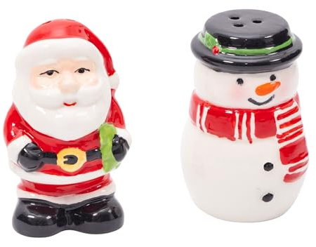 Christmas Salt & Pepper Pots | Santa & Snowman Novelty Cruet Set | Hand-Painted Ceramic Festive Shakers | Fun Table Decoration for Christmas Dinners, Parties & Gifts
