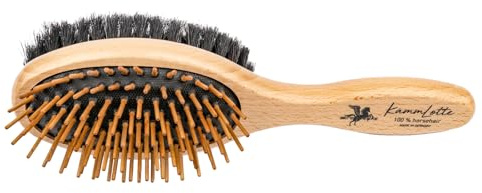Bense & Eicke Brosse lune et tête KämmLotte 220 x 59 mm - Brosse crin de cheval pour crinière, queue et tête - Bois de hêtre ergonomique fabriqué en Allemagne - Fabriqué en Allemagne