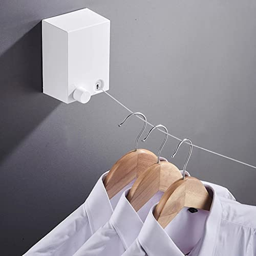 ONMYJFD 4M Retractable Clothesline Wall-Mounted Indoor Outdoor Washing Clothes Hanger Laundry Drying Line Balcony Invisible Drying Lines(OneColor)