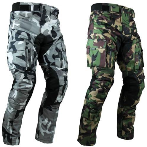 HEYBERRY Sportliche Motorrad Hose Motorradhose Camouflage Weiß Gr. XL