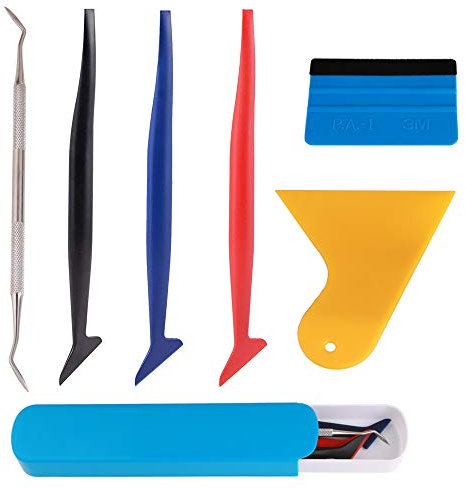 GTIWUNG 6 in 1 Car Wrapping Micro Squeegee Set, Veicolo Kit di Attrezzi per Applicazione di Avvolgimento del Vinile per l'installazione di Pellicole include Raschietti di Diversa Durezza