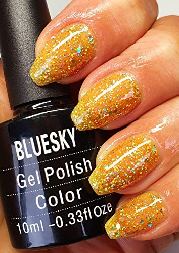 Bluesky Gel Polish Yellow Glitter Multi Glitter Mellow Yellow BLZ26 Nail UV LED Soak Off 10ml SPECIAL PRICE
