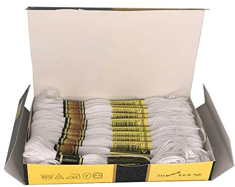 Stickgarne Baumwolle Stickgarn Weiß Embroidery Threads Sticktwist Stickgarn Kreuzstich Fäden für Freundschaftsbänder und Zum Nähen von Stickereien, Stricken und Kreuzstich-Projekt 48 Stück