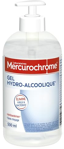 MERCUROCHROME Gel Hydroalcoolique MAXI - Efficace Bactéries/Virus - 500 ml