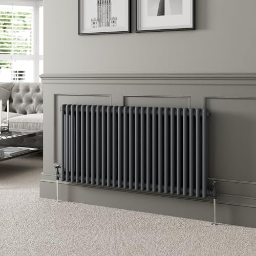DuraTherm® 600 x 1190mm Anthracite Grey Traditional Horizontal Designer Radiator Double Column Colosseum Cast Iron Style Central Heating Panel Radiators Rad