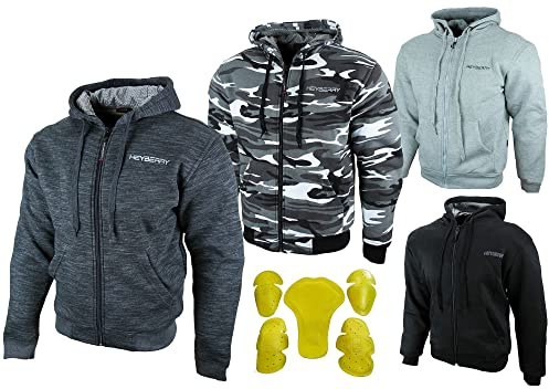 HEYBERRY Hoody Motorradjacke Roller Hoodie mit Aramid Graumeliert Gr. L