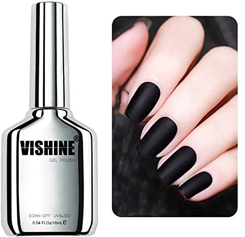 Vishine Matte Gel Top Coat, 16ml Gel No Wipe Matte Top Coat Soak Off Nail Lamp Gel Nail Polish Matte Finish Long-lasting for Nail Art DIY Home Nail Salon
