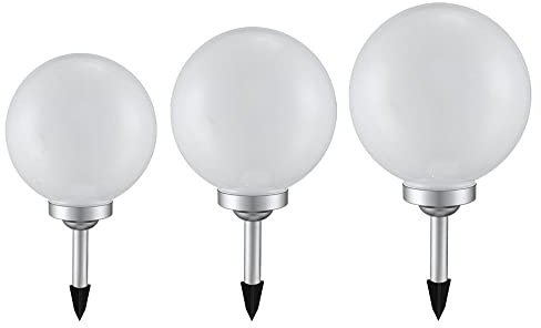 Solarkugel für Außen Solarleuchte Kugel Garten Kugelleuchte Solar LED Gartendeko, mit Erdspieß Leuchtdauer ca. 6-8 Stunden, 15 cm 20 cm 25 cm, 3er Set