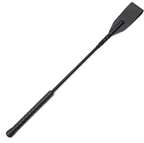 Kome Wairey Equestrian Jump Bat, Horse Riding Crop with Fiberglass Stem and Real Leather Top (Black-1)