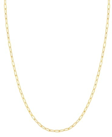 FOCALOOK Chaîne Collier Trombone Femme 60cm Acier Inoxydable Doré, Chaîne Plaqué Or Très Fine 1,8mm