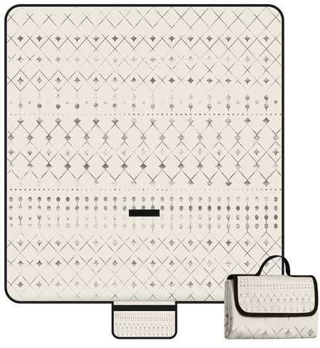 Jopee Picknickdecke Wasserdicht, 200x200cm Extra Groß Sandfrei Stranddecke für 4-6 Personen, Waschbare Outdoor Campingdecke, Leicht und Tragbar Strandmatte für Camping, Wandern, Wiese, Park - Beige