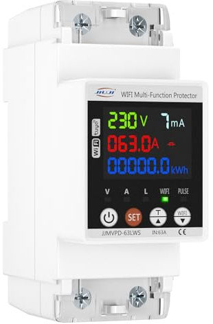 Compteur électrique rail chapeau 1 phase, compteur électrique intelligent Wifi AC 230 V/63 A, compteur de courant alternatif multifonctionnel, compteur KWh, compteur numérique DIN, type fermé CT