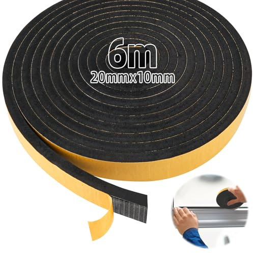 Moosgummi Selbstklebend 20mmx10mm,Dichtband Selbstklebend Schaumstoffstreifen,Dichtung Schwarz mit Hoher Dichte für Türen Fenster Anti-Kollision, Schalldämmung Fensterdichtung