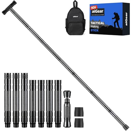 aiGear 5/6/7/8 Tubo Bastones de Senderismo Regulable con 3 Herramientas | Bastones Trekking con 3 Accesorios, Aluminio Procesado por CNC, Altura Regulable, para Senderismo Viaje Camping Mochila