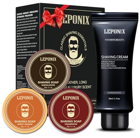Ultimatives Rasier Set für Männer | Sandelholz Rasiercreme & 3 Rasierseifen in Sandelholz, Zeder & Süßer Orange | Reichhaltiger Schaum für Extrem Glatte & Komfortable Nassrasur | Geschenk für Männer