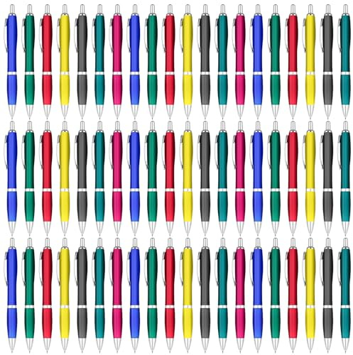 60 Stück Ergonomische Kugelschreiber, Rutschfester Kulli mit Großraumine Gehäuse, Premium Kugelschreiber Set, 7 Farben Druckkugelschreiber, Mehrfarbig blauschreibend, für Büro, Schule, Schulbedarf