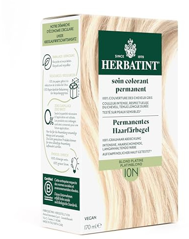 Herbatint Permanentes Haarfärbegel 10N Platinblond – 170 ml I Ohne Ammoniak, optimale Grauhaarabdeckung I Auf empfindlicher Haut getestet, mit 8 Pflanzenextrakten