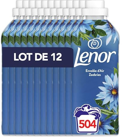 Lenor Adoucissant, 504 Lavages (12 x 42 Lavages), Envolée d’Air, 24H De Fraîcheur Relaxante, Avec Une Touche D’Huiles Essentielles