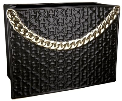 GILDE Jarrón de cerámica de Roma Negro, Forma de Bolso, 25,5 cm de Ancho, decoración del hogar, Idea de Regalo