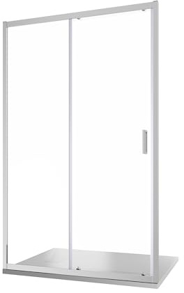 Box Doccia Nicchia 150cm Apertura Scorrevole Vetro Temperato 6mm Trasparente Profili Cromati h185cm mod. Tonga