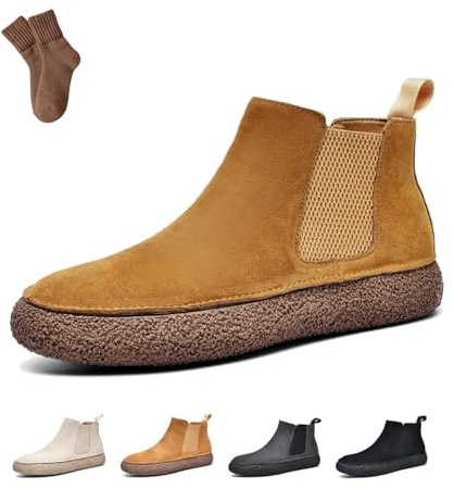 FJZFXKZL Botines Chukka Desert de ante for hombre, calzado casual elegante y formal, con cordones, punta redonda y plataforma.(Brown,48 EU)