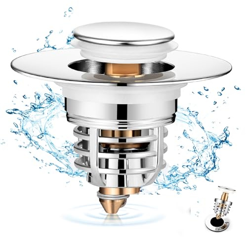 Diboniur Tappo Lavandino Bagno del Bagno Aggiornato, Tappo Bidet Universale Pop up，Tappo di scarico in metallo per vasca da bagno, cucina, lavabo (apertura foro di scarico 32-41 mm)