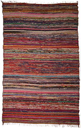 GURU SHOP Leichter Flickenteppich, Flickendecke 100x160 cm - Braun-bunt, Baumwolle, Teppiche, Bodenmatten