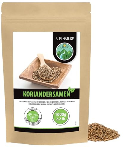 Alpi Nature Korianderfrön 1kg, Hela Råa Korianderfrön för Matlagning och Kryddblandningar