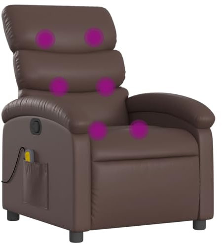 vidaXL Massagesessel, Sessel Verstellbare Rückenlehne, Fernsehsessel Relaxsessel mit Vibrationsfunktion, Liegesessel Polstersessel Ruhesessel, Braun Kunstleder