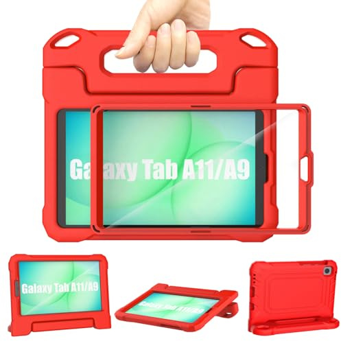 TrendGate Kids Case for Samsung Galaxy Tab A11/A9 8.7 inch 2025/2023 - Red | Lightweight, Shockproof, Soft, EVA, Dual Angle Handle Stand, Screen Protector, Drop Protection, Kid-proof, A7 Lite 8.7'' 2021