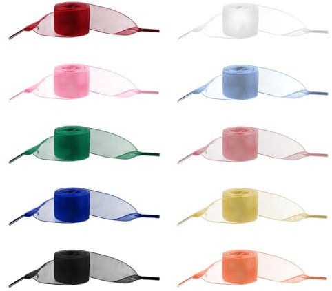 COMNICO 10 pares de cordones para zapatos, cordones de satén de seda suave, hilo de nieve, cordones de moda, lazos planos anchos y coloridos para mujeres y niñas (10 colores), Con color
