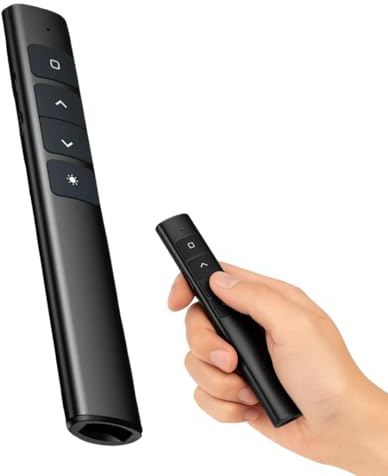 Wireless Presentation Clicker with Laser Pointer, 2.4GHz PowerPoint Remote Control for Presentations, Plug and Play USB Presenter for Mac and Windows
