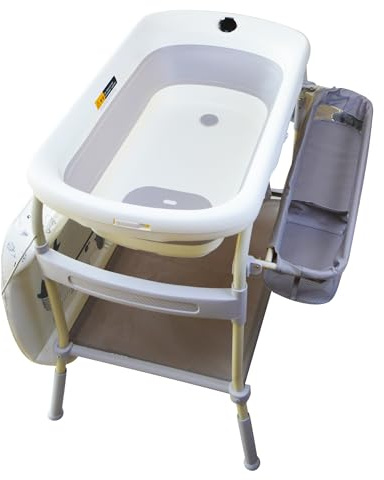 Bañera portátil 2 en 1 con cambiador para bebés y niños pequeños