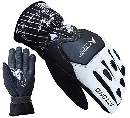 ATTONO Skihandschuhe Leder Softshell Ski Racing Snowboard Handschuhe - Größe 11/XXL