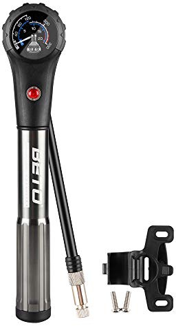 Beto Bike Tire/Shock Pump MTB, 300psi High Pressure for Rear Shock & Suspension Fork, Mountain Bike/Motorcycle, Schrader & Presta Valve Adapter, with Dial-Gauge/Bleed Valve/Mounting Bracket