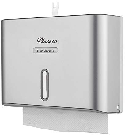 PLUSSEN Distributeurs Serviettes en Papier Commercial ABS Hygiénique Mural Papier Format Plié, Postuler à Hôtel Bathroom devidoir essuie Tout mural-200 Feuilles (argenté)