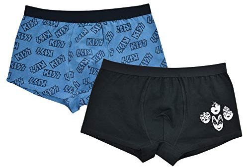 United Labels KISS Boxershorts 2er Pack, blau + schwarz (M)
