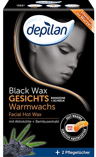 Depilan, Black Wax Warmwachs für Gesicht Bikinizone Achseln easy waxing ohne Vlies PeelOff Wax stoppelfreie Haarentfernung100g, Schwarz