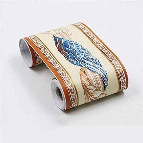 GouieRylin Frise Murale Adhesive Bordure Papier Peint Frise Autocollante pour Cuisine, Salle de Bains, Plafond, Salon, Chambre Décoration Murale Vigne bleue 10cm X 900cm