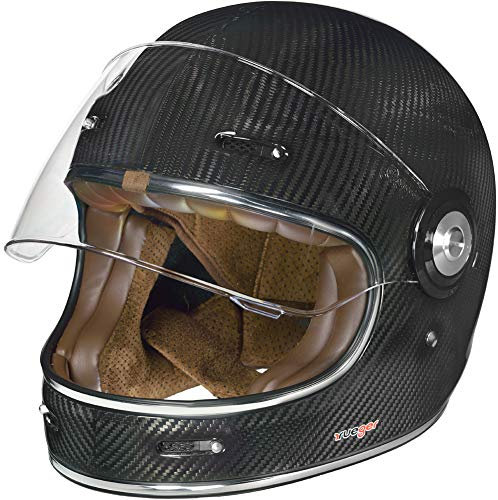 Carbon Jethelm Integralhelm Motorradhelm Chopper Café Racer Sonnenvisier Bobber, Farbe:RT-825 Carbon, Größe:S (55-56)