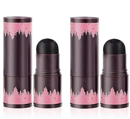 Hairline Powder Stick Hair Shadow Powder Root Touch Up Powder Impermeable Shading Sponge Pen Hair Filler Powder para cubrir la raíz del cabello gris, retoque del cabello (2 uds Perla Negra)