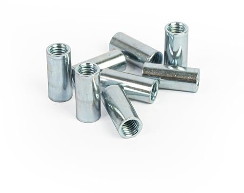 Juego de 10 mangas roscadas redondas, acero inoxidable, tuercas de conexión, largas, casquillos, espaciadores (M10 x 30)